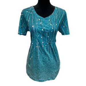 Teal V-Neck Women's Top